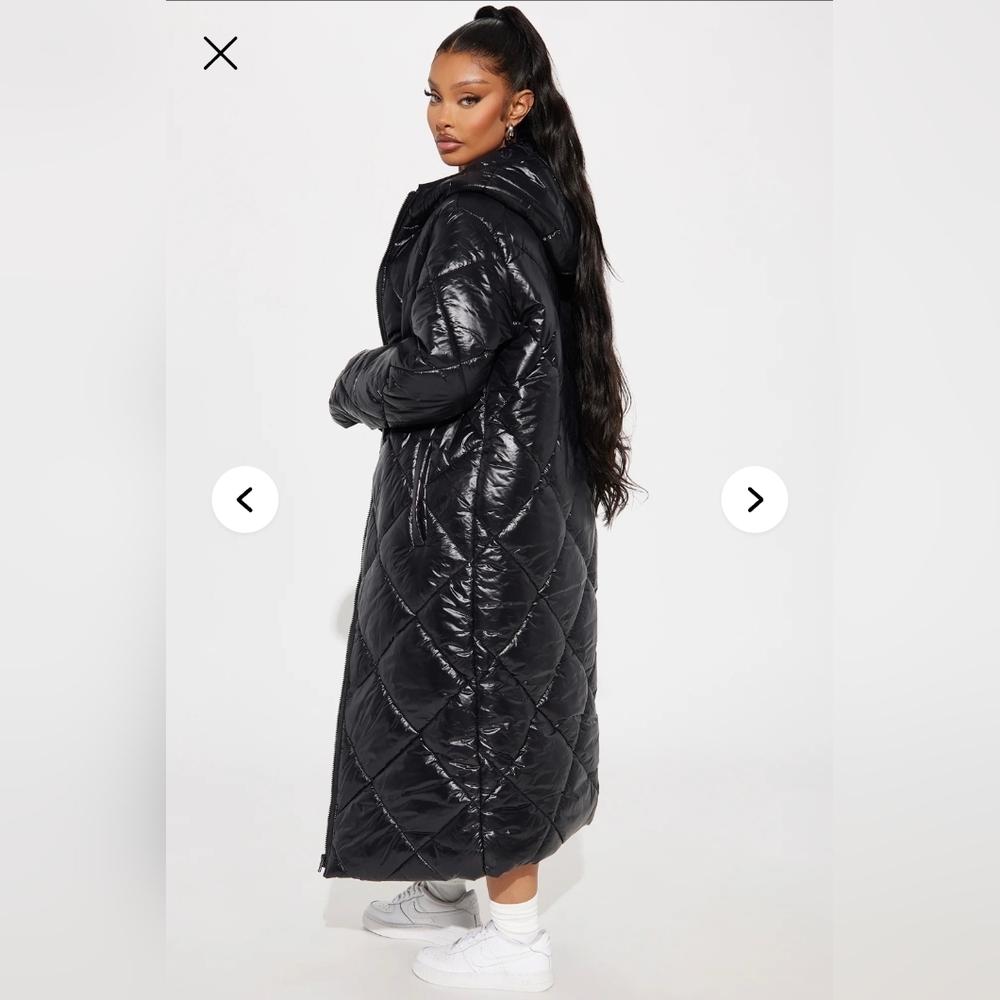 Fashion Nova Everyday Swag Black Long Puffer Coat S NWT - Picture 4 of 7